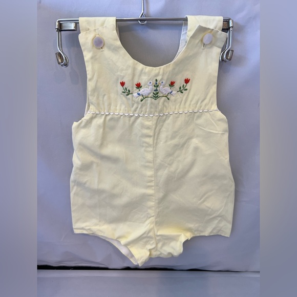 Yellow Baby Romper with Floral Embroidery - Picture 1 of 6